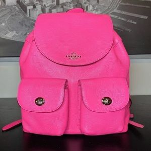EUC! Bright Fuchsia COACH 37410 BILLIE BACKPACK IN PEBBLE LEATHER